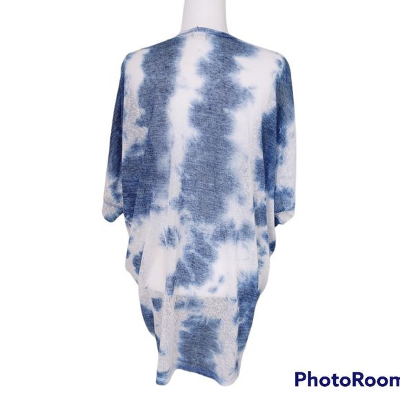 Blue Tie-Dye Dolman Sleeve Sweater Cardigan - Size Medium - Picture 4 of 4
